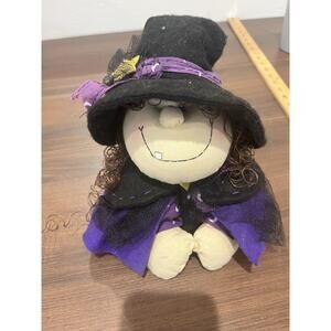 Plush Halloween Candle Or Jar Topper Vtg Witch Kitschy